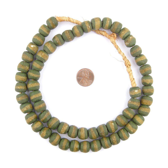 Forest Green Kente Krobo Beads (14mm) - The Bead Chest