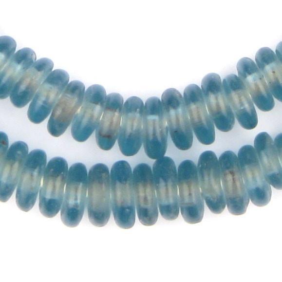 Light Blue Rondelle Recycled Glass Beads - The Bead Chest