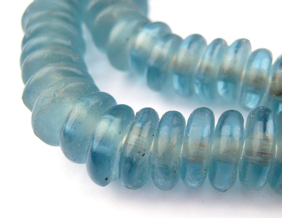Light Blue Rondelle Recycled Glass Beads - The Bead Chest