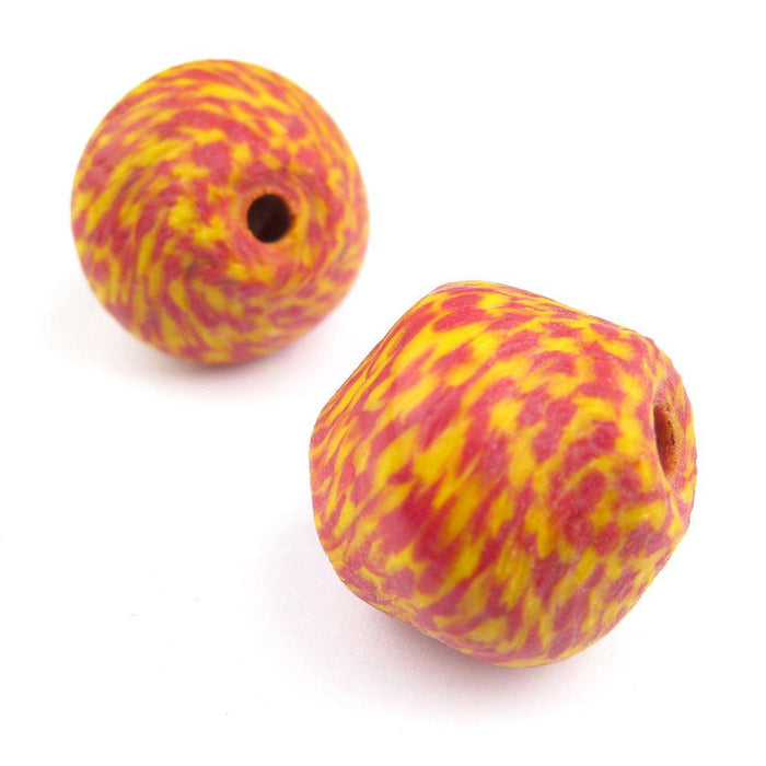 Red Mosaic Jumbo 25mm Fused Beads (Set of 2) - The Bead Chest