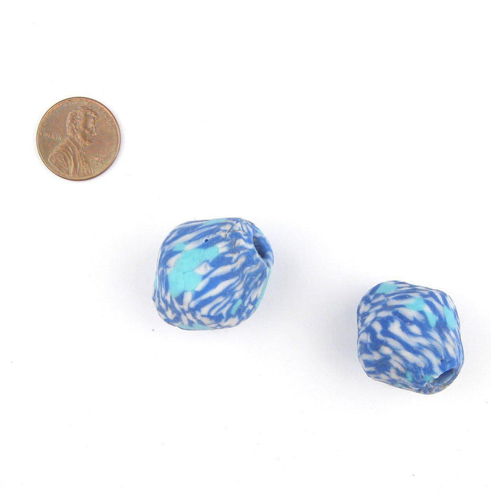 Aqua Mosaic Jumbo 25mm Fused Beads (Set of 2) - The Bead Chest