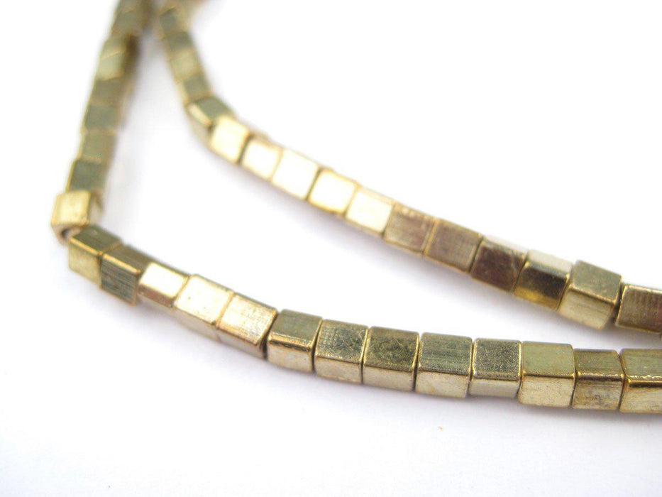 Gold Cube Beads (3mm) - The Bead Chest