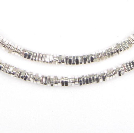 Faceted Shiny Silver Triangle Heishi Beads (4mm, Long Strand) - The Bead Chest