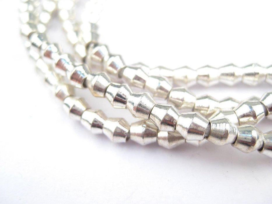 Smooth Shiny Silver Bicone Beads (4.5mm) - The Bead Chest