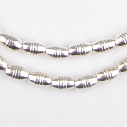 Patterned Silver Oval Beads (10x6mm) - The Bead Chest