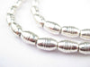 Patterned Silver Oval Beads (10x6mm) - The Bead Chest