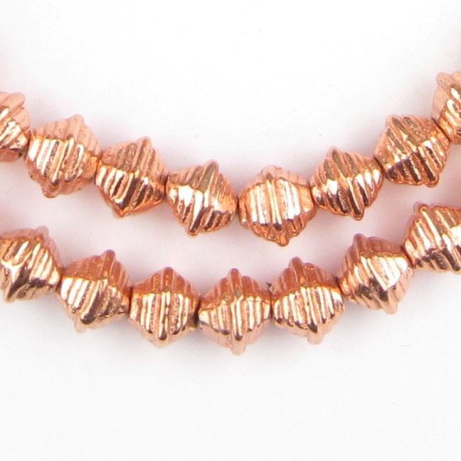 Striped Copper Bicone Beads - The Bead Chest