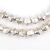 Striped Silver Bicone Beads