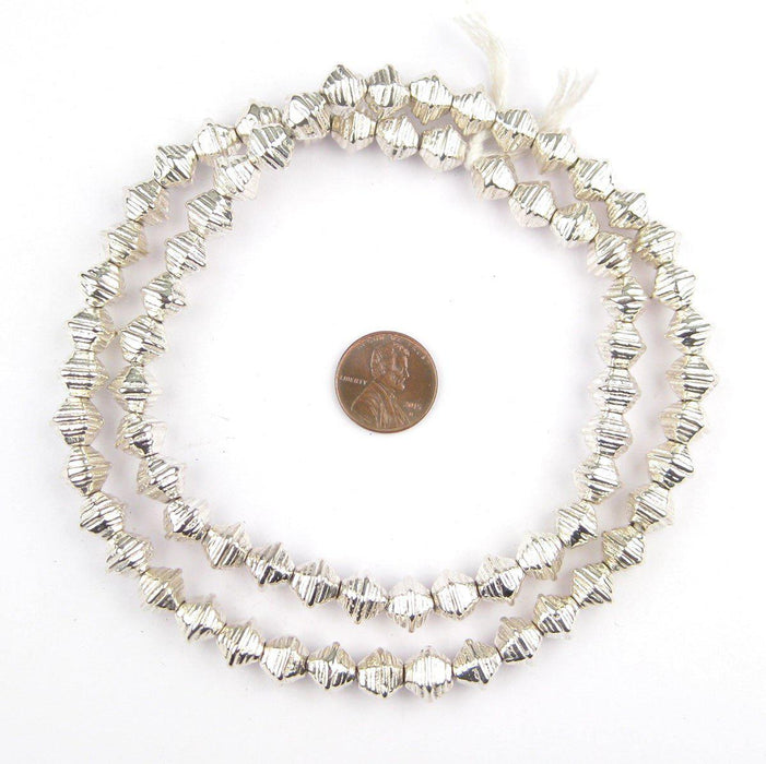 Striped Silver Bicone Beads - The Bead Chest