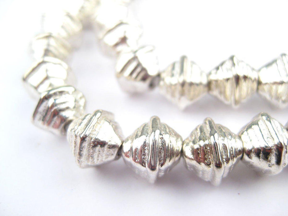 Striped Silver Bicone Beads - The Bead Chest