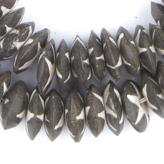 Star Design Batik Bone Beads (Saucer) - The Bead Chest