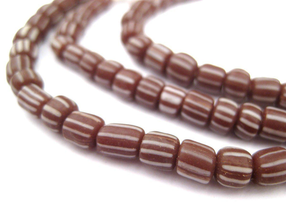 Maroon Stripe Java Gooseberry Beads - The Bead Chest