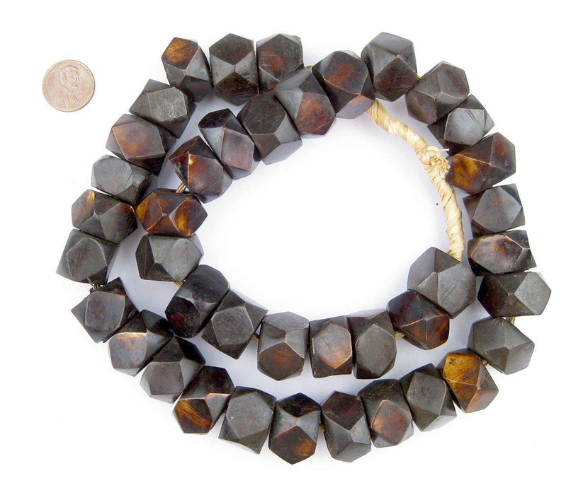 Dark Brown Kenya Bone Beads (Faceted) - The Bead Chest