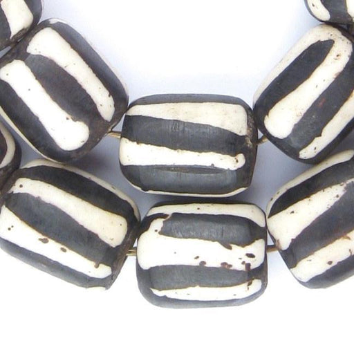 Zebra Batik Bone Beads (Barrel) - The Bead Chest