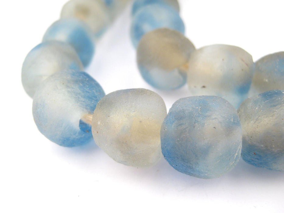 Blue Grey Mist Recycled Glass Beads (14mm) - The Bead Chest
