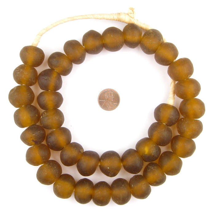 Jumbo Amber Recycled Glass Beads (23mm) - The Bead Chest