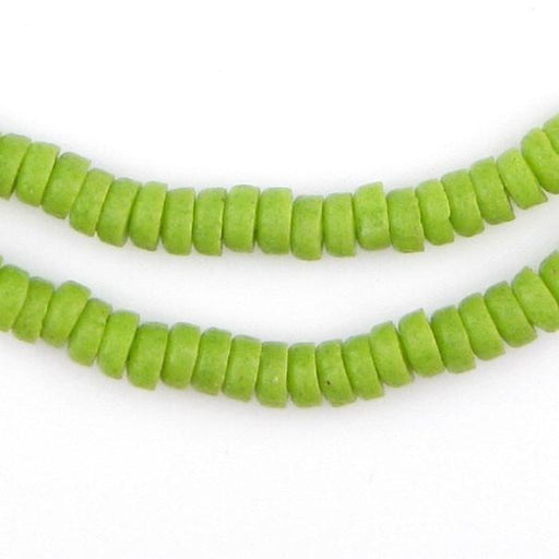 Lime Green Mini-Disk Sandcast Beads - The Bead Chest