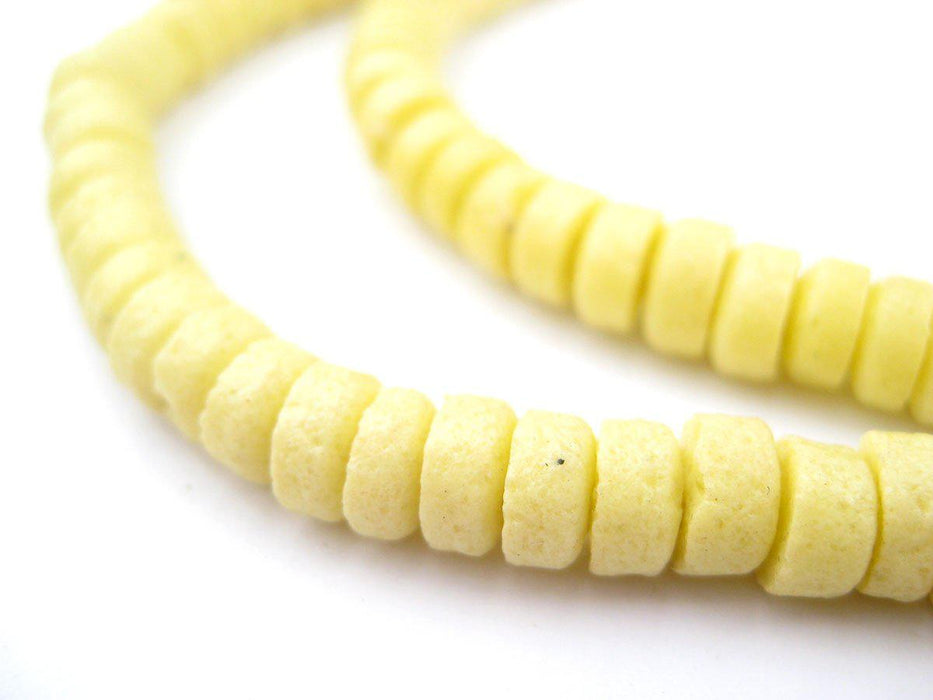 Light Yellow Mini-Disk Sandcast Beads - The Bead Chest