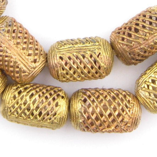 Weaved Cylinder Brass Filigree Beads (35x24mm) - The Bead Chest