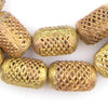 Weaved Cylinder Brass Filigree Beads (35x24mm)