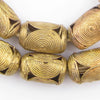 Cameroon-Style Cylinder Brass Filigree Beads (35x24mm)