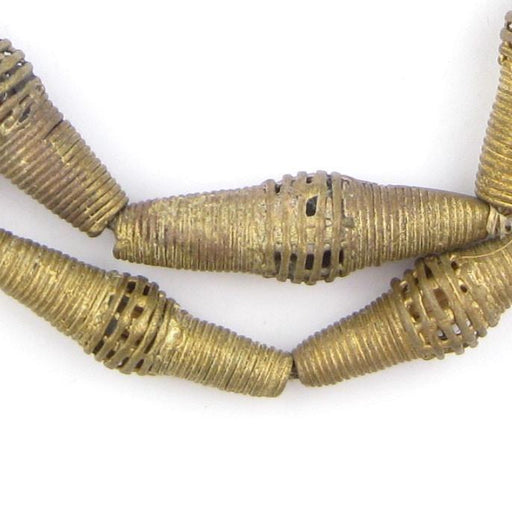 Elongated Bicone Brass Filigree Beads (44x13mm) - The Bead Chest