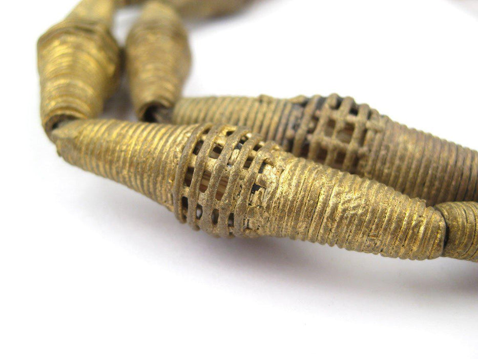 Elongated Bicone Brass Filigree Beads (44x13mm) - The Bead Chest