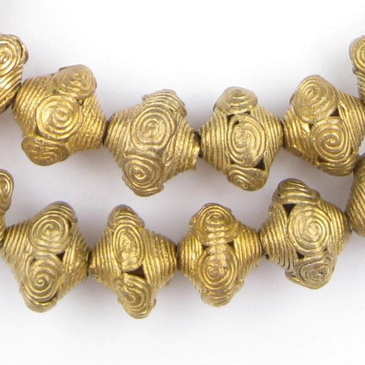Cameroon Style Rounded Bicone Brass Filigree Beads (16x17mm) - The Bead Chest