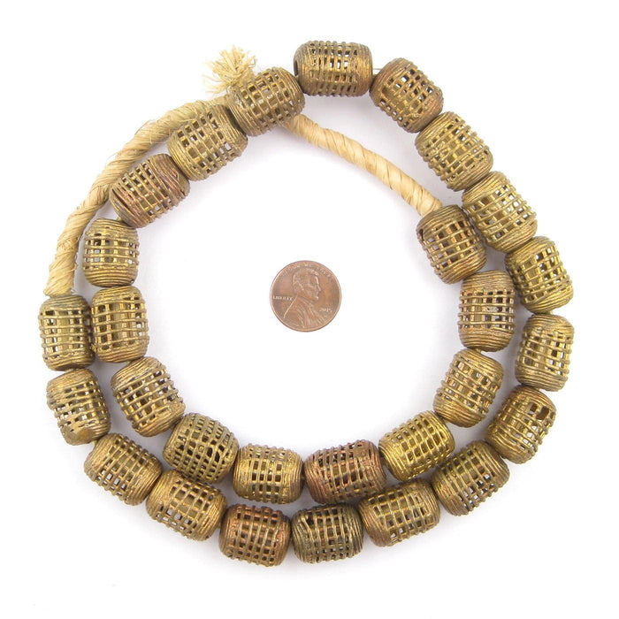 Caged Barrel Brass Filigree Beads (19x15mm) - The Bead Chest