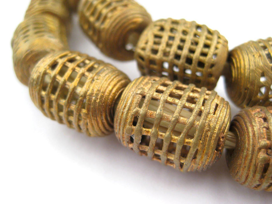 Caged Barrel Brass Filigree Beads (19x15mm) - The Bead Chest