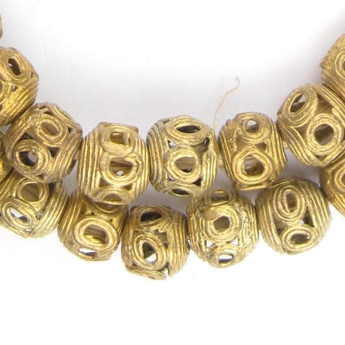 Round Eye Ghana Brass Filigree Beads (14mm) - The Bead Chest