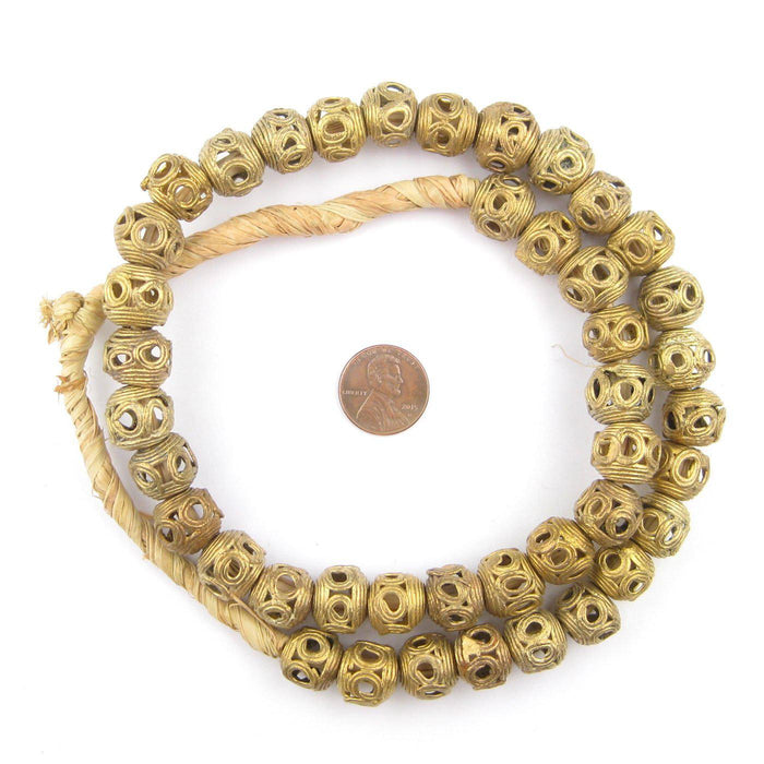 Round Eye Ghana Brass Filigree Beads (14mm) - The Bead Chest