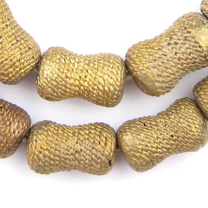 Woven Hourglass Brass Filigree Beads (25x14mm) - The Bead Chest
