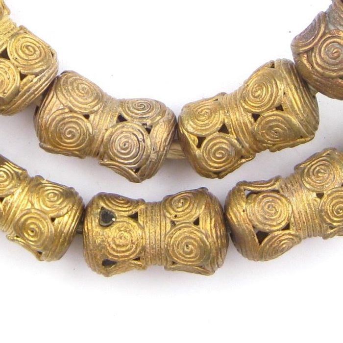 Cameroon-Style Hourglass Brass Filigree Beads (26x13mm) - The Bead Chest