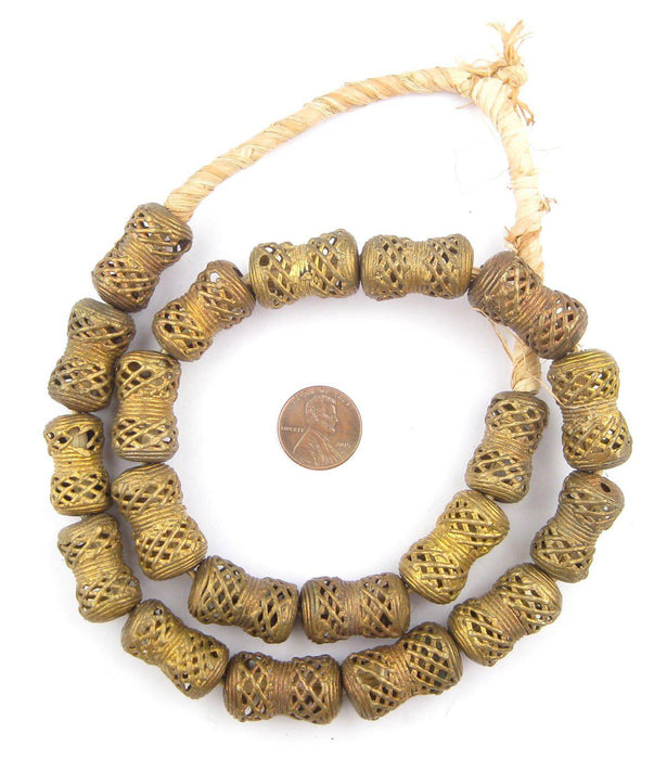 Weaved Hourglass Brass Filigree Beads (25x14mm) - The Bead Chest