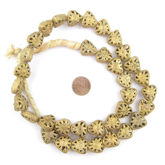 Mini-Triangle Sun Brass Filigree Beads (16x18mm) - The Bead Chest
