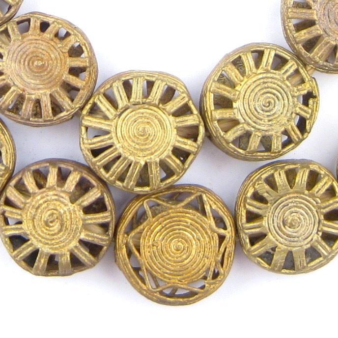 Circular Sun Brass Filigree Beads (10x22mm) - The Bead Chest