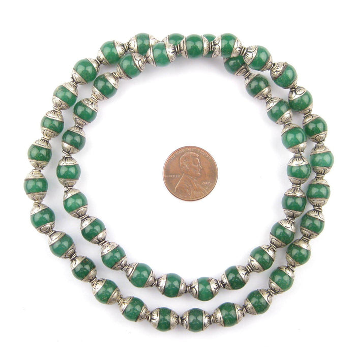 Jade Nepali Silver Capped Beads - The Bead Chest