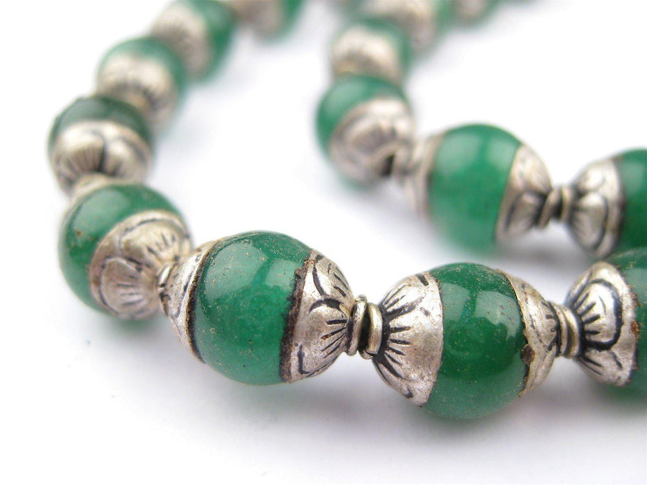 Jade Nepali Silver Capped Beads — The Bead Chest