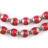 Coral Nepali Silver Capped Beads