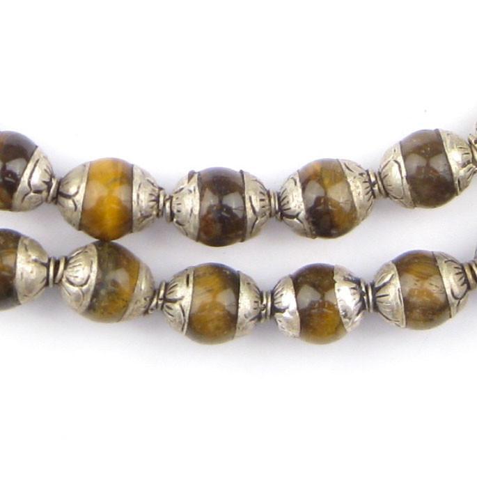 Tiger Eye Nepali Silver Capped Beads - The Bead Chest