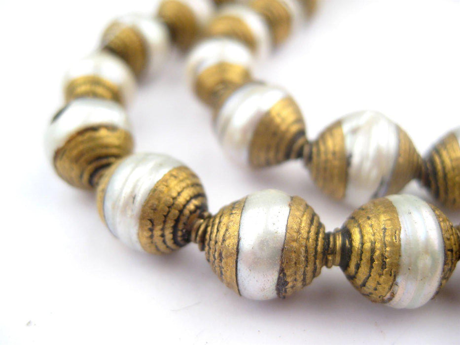 Pearl Nepali Brass Capped Beads (10mm) - The Bead Chest
