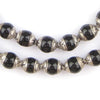 Black Onyx Nepali Silver Capped Beads