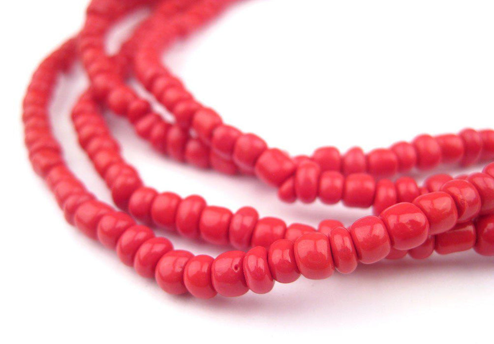 Crimson Red Ghana Glass Beads (2 Strands) - The Bead Chest
