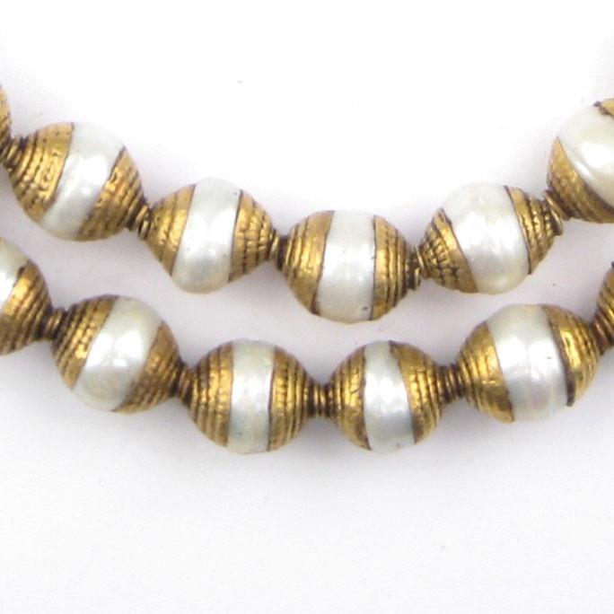 Pearl Nepali Brass Capped Beads (10mm) - The Bead Chest