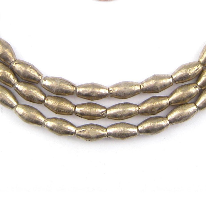 Ethiopian Dark Silver Elongated Bicone Beads (9x5mm) - The Bead Chest