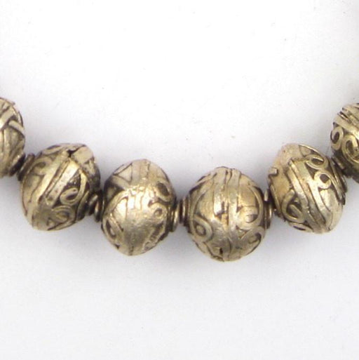 Fancy Ethiopian White Metal Bicone Beads (13x15mm)
