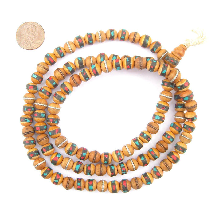 Inlaid Sandalwood Mala Beads (8mm) - The Bead Chest
