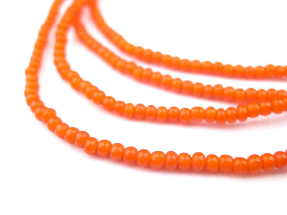 Tiny Orange White Heart Beads (2mm) - The Bead Chest