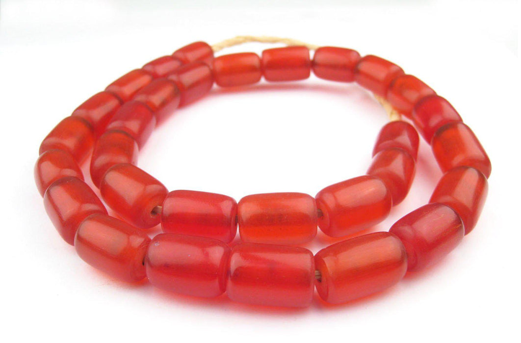 Cylindrical Mid-Red Amber Resin Beads (22x15mm) - The Bead Chest